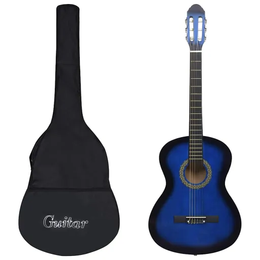 12 Peças Conjunto Guitarra Clássica Iniciantes 4/4 39" Azul