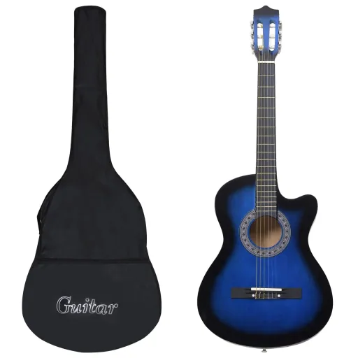 Conjunto de Guitarra Clássica com 6 Cordas 38" Azul (12 pcs)