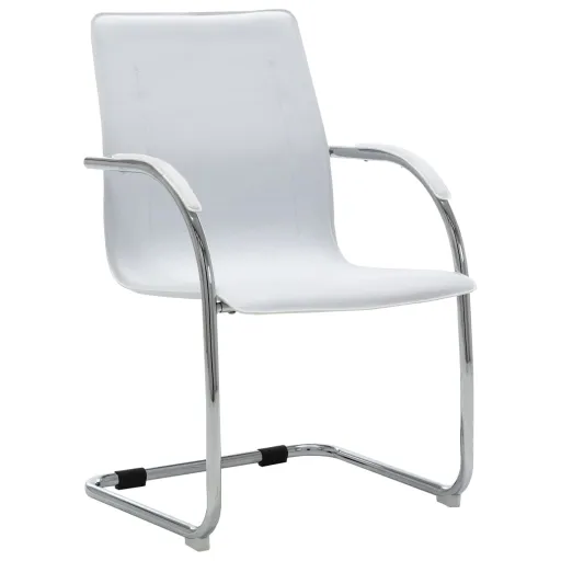 Cadeira de Escritório Cantilever em Couro Artificial Branco