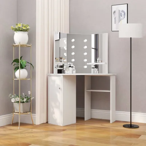 Mesa de Maquilhagem/Toucador com Luzes LED Branco Claro