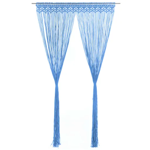 Cortina Macramé 140x240 cm Algodão Azul