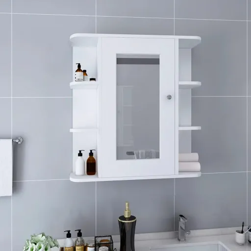 Armário Espelhado para Casa de Banho 66x17x63 cm MDF Branco