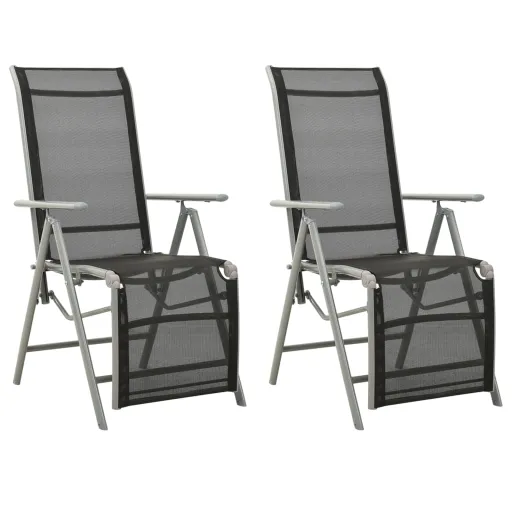 Cadeiras Jardim Reclináveis   Textilene e Alumínio Prateado (2 pcs)