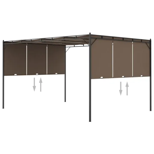Gazebo Jardim c/ Cortina Lateral 4x3x2,25m Cinzento-Acastanhado