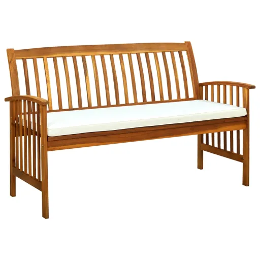 Banco de Jardim c/ Almofadão 147 cm Madeira de Acácia Maciça