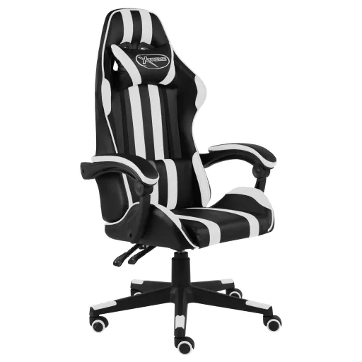 Cadeira Estilo Corrida Couro Artificial Preto e Branco