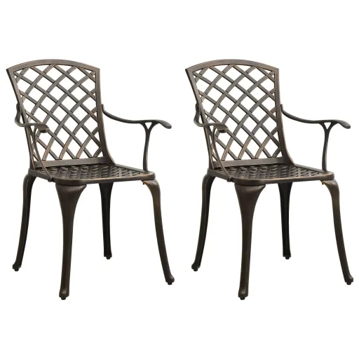 Cadeiras de Jardim   Alumínio Fundido Bronze (2 pcs)