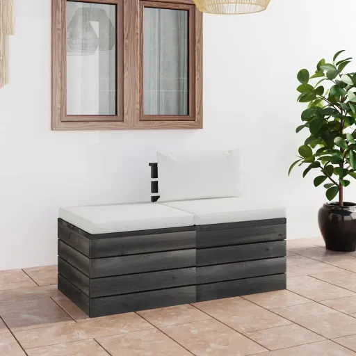 Conjunto Lounge de Paletes com Almofadões Pinho Maciço (2 pcs)
