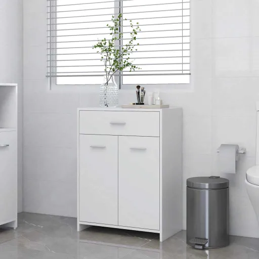 Armário de Casa de Banho 60x33x80 cm Contraplacado Branco