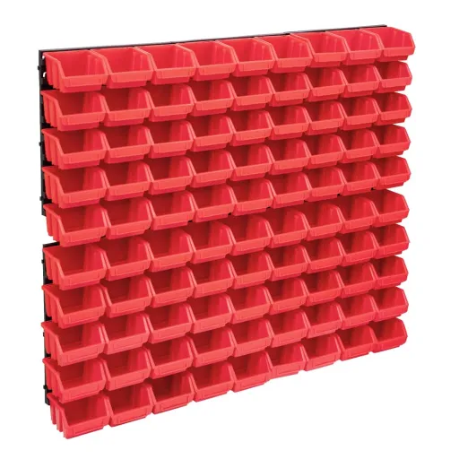 Kit Caixas Arrumação com Painéis Parede Vermelho e Preto (96 pcs)