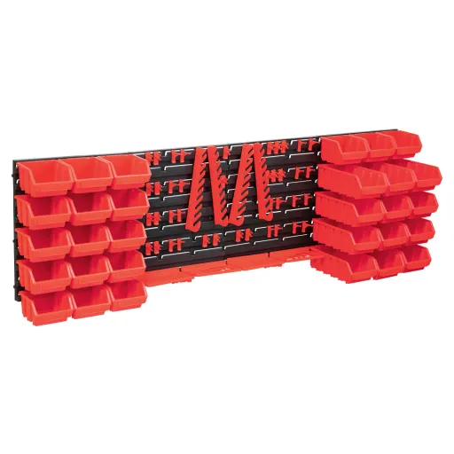 Kit Caixas Arrumação c/ Painéis Parede Vermelho e Preto (80 pcs)