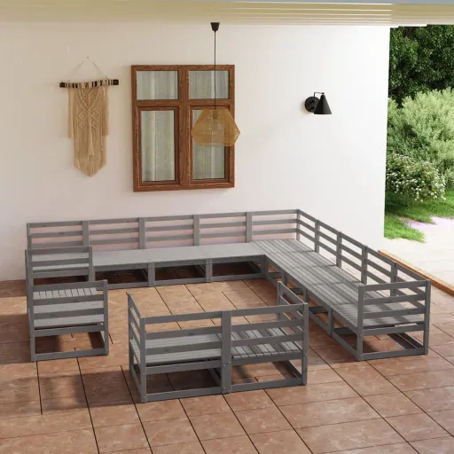 Conjunto Lounge de Jardim Pinho Maciço (13 pcs)