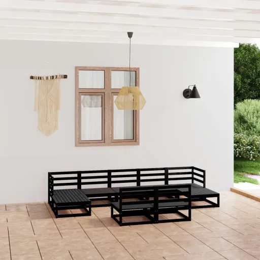 Conjunto Lounge de Jardim Pinho Maciço (9 pcs)