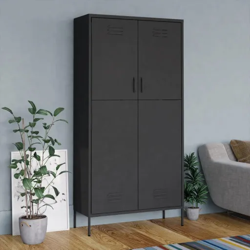 Roupeiro 90x50x180 cm Aço Antracite