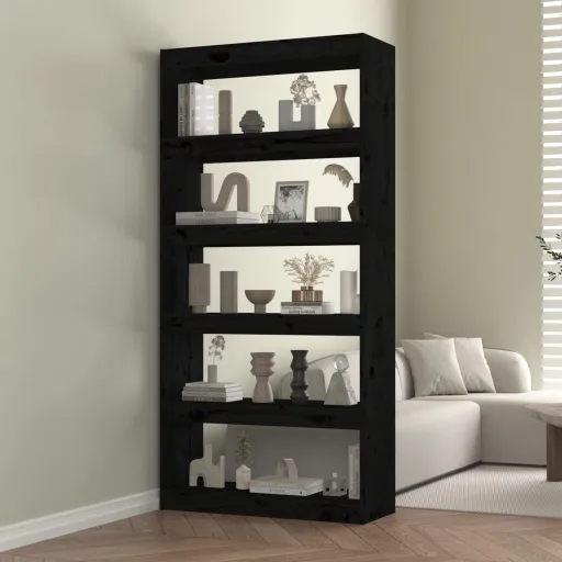 Estante/Divisória 80x30x167,4 cm Pinho Maciço Preto