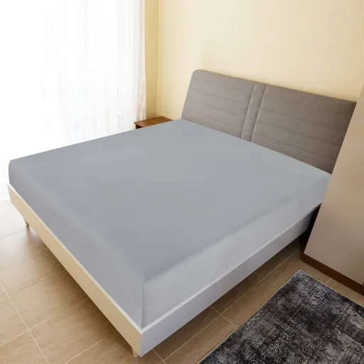Lençóis Ajustáveis   160x200 cm Algodão Jersey Cinza (2 pcs)