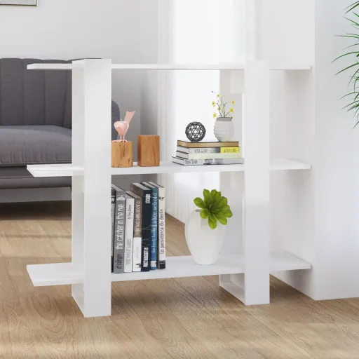 Estante/Divisória 100x30x87 cm Branco Brilhante
