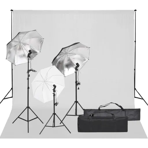 Kit de Estúdio Fotográfico com Conjunto de Iluminação e Fundo