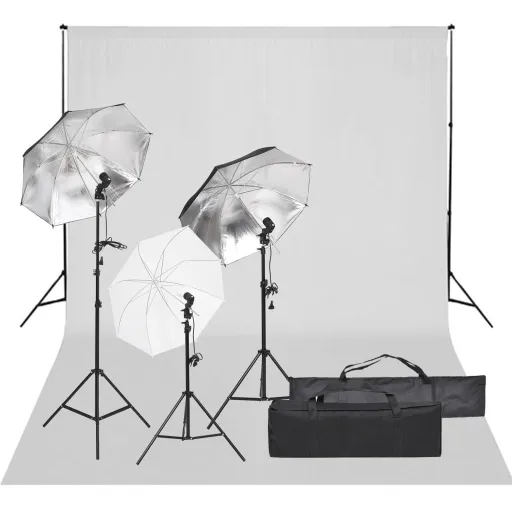 Kit de Estúdio Fotográfico com Conjunto de Iluminação e Fundo