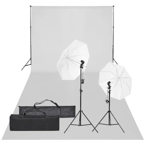 Kit de Estúdio Fotográfico com Conjunto de Iluminação e Fundo
