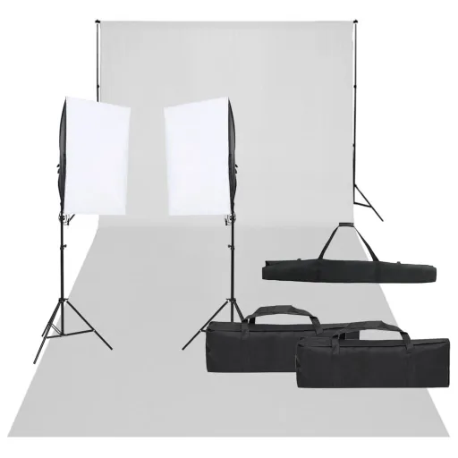 Kit de Estúdio Fotográfico com Conjunto de Iluminação e Fundo