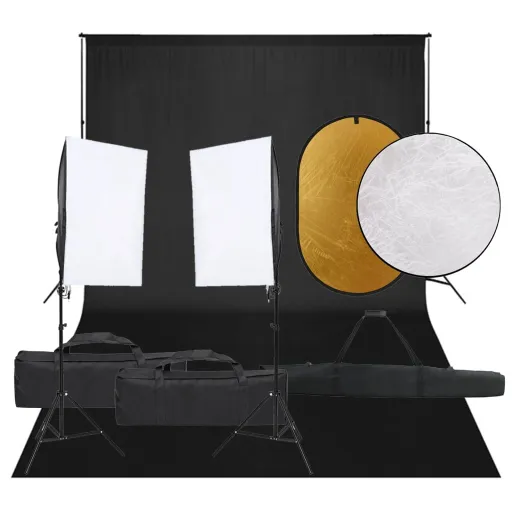 Kit Estúdio Fotográfico c/ Conj. de Iluminação/Fundo/Refletor