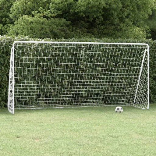 Baliza de Futebol com Rede 366x122x182 cm Aço Branco