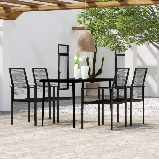 Conjunto de Jantar para Jardim Preto (5 pcs)