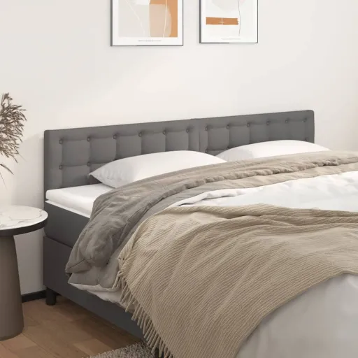 Cabeceira de Cama   Couro Artificial 80x5x78/88 cm Cinzento (2 pcs)