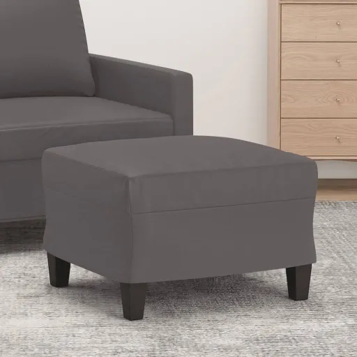 Apoio de Pés 60x50x41 cm Couro Artificial Cinza