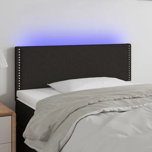 Cabeceira de Cama c/ Luzes LED Tecido 80x5x78/88 cm Preto