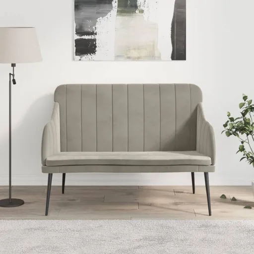 Banco 110x76x80 cm Veludo Cinzento-Claro