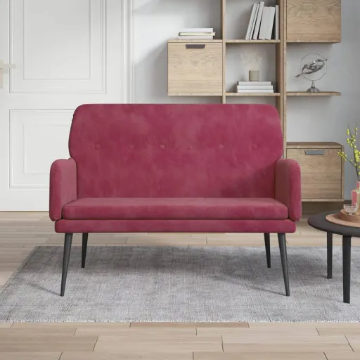 Banco 108x79x79 cm Veludo Vermelho Tinto