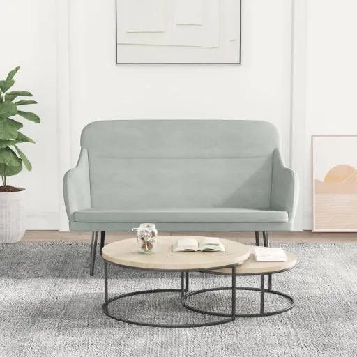 Banco 110x76x80 cm Veludo Cinzento-Claro