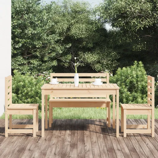 Conjunto de Jantar p/ Jardim Madeira de Pinho Maciça (4 pcs)
