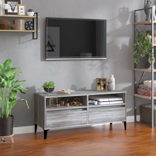 Móvel de TV 100x34,5x44,5 cm Derivados Madeira Cinzento Sonoma