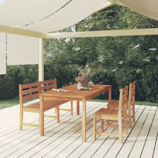Conjunto de Jantar p/ Jardim Madeira de Teca Maciça (4 pcs)