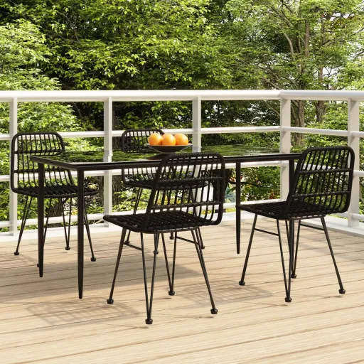 Conjunto de Jantar p/ Jardim Vime PE Preto (5 pcs)