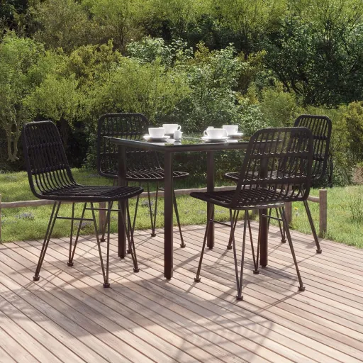 Conjunto de Jantar p/ Jardim Vime PE Preto (5 pcs)