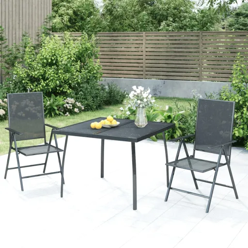 Conjunto de Jantar para Jardim Aço Antracite (3 pcs)
