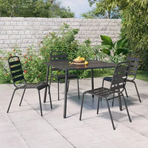 Conjunto de Jantar para Jardim Aço Antracite (5 pcs)