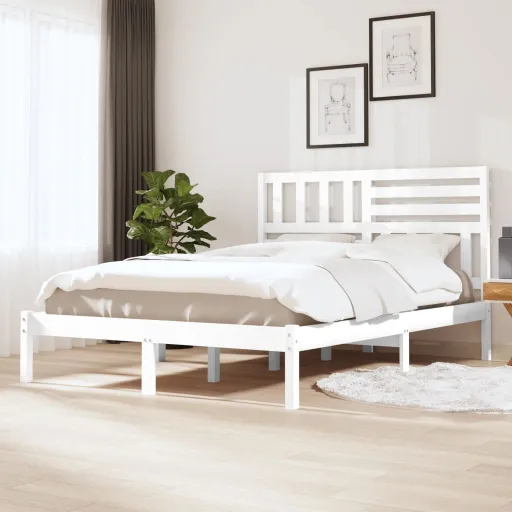 Cama Sem Colchão 120x190 cm Madeira de Pinho Maciça Branco