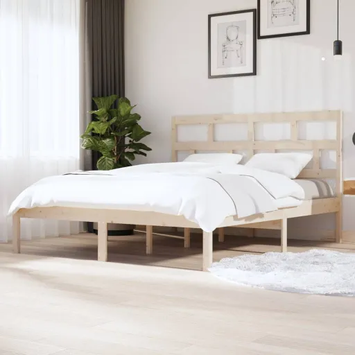 Estrutura de Cama 160x200 cm Madeira de Pinho Maciça