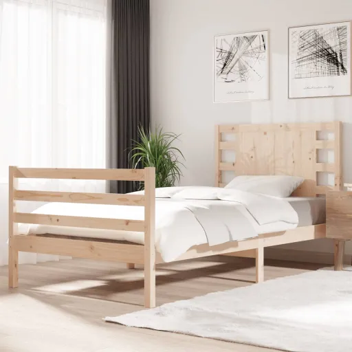 Cama Sem Colchão 90x190 cm Madeira de Pinho Maciça