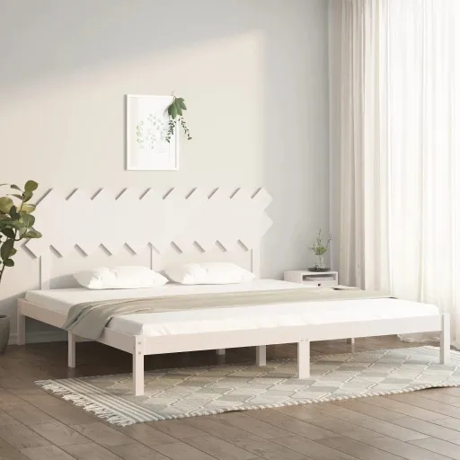 Estrutura de Cama 200x200 cm Branco Madeira Maciça
