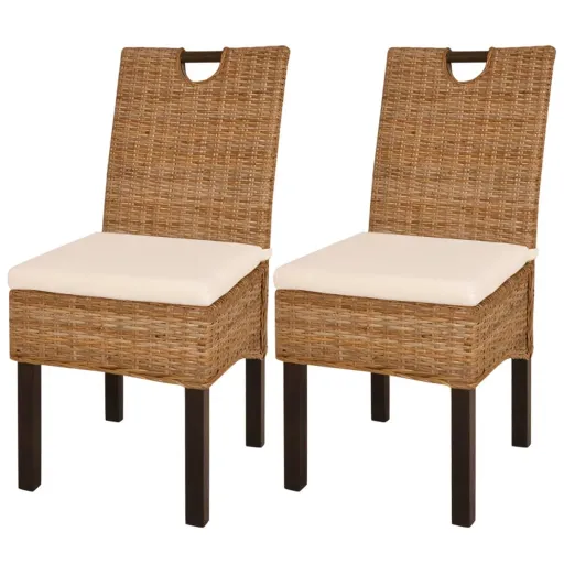 Cadeiras de Jantar,  , Vime Kubu e Madeira de Mangueira (2 pcs)