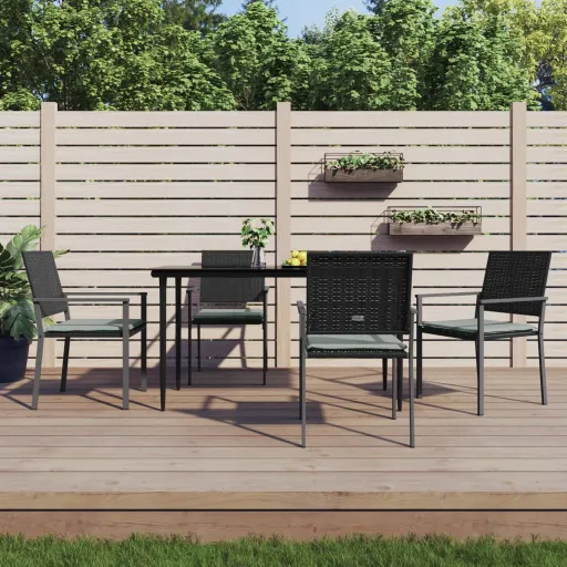 Conjunto de Jantar p/ Jardim c/ Almofadões Vime PE e Aço (5 pcs)
