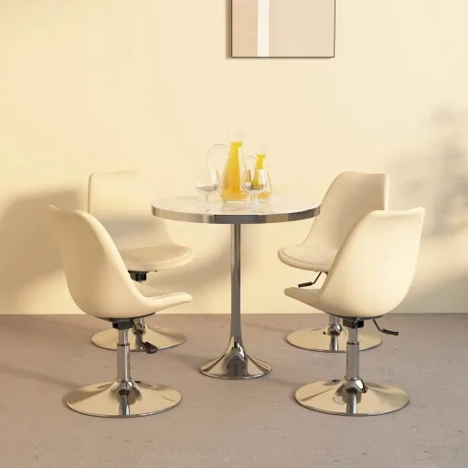 Cadeiras de Jantar Giratórias   Tecido Cor Creme (4 pcs)