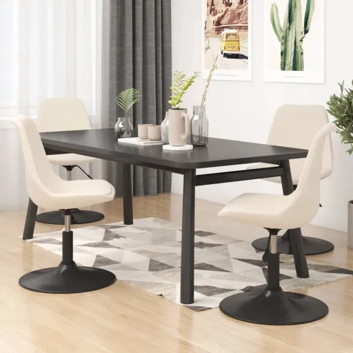Cadeiras de Jantar Giratórias   Veludo Cor Creme (4 pcs)