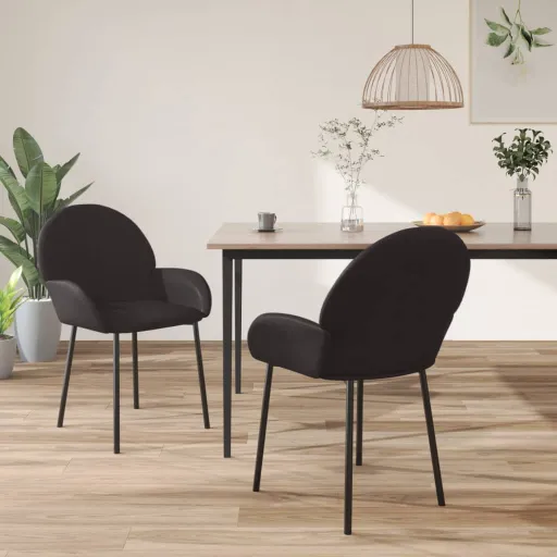 Cadeiras de Jantar   Couro Artificial Preto (2 pcs)